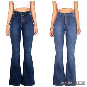 Vibrant High Rise Flare Jeans | Button Fly | Size 15 (Juniors)